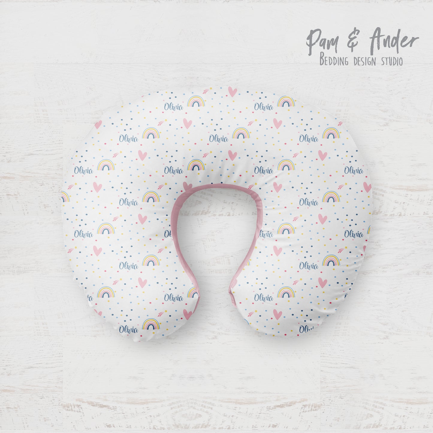 Rainbow boppy pillow cover