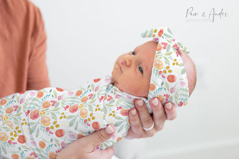 Peaches Baby Girl Swaddle Set