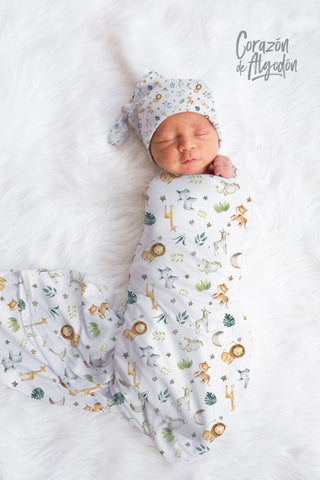 Safari Baby Boy Swaddle Set