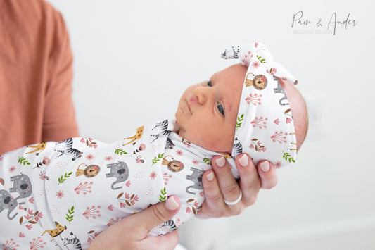 Jungle Baby Girl Swaddle Set