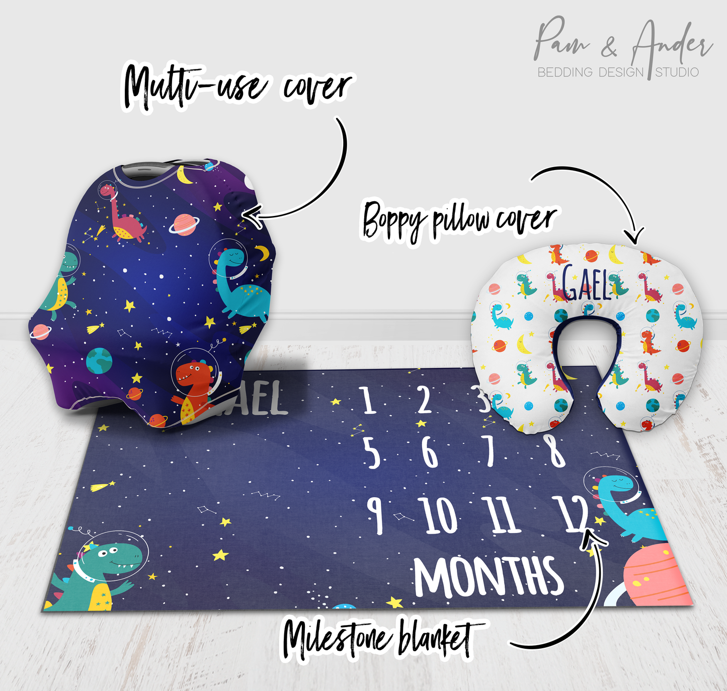 Space Dinosaur Crib Bedding Set