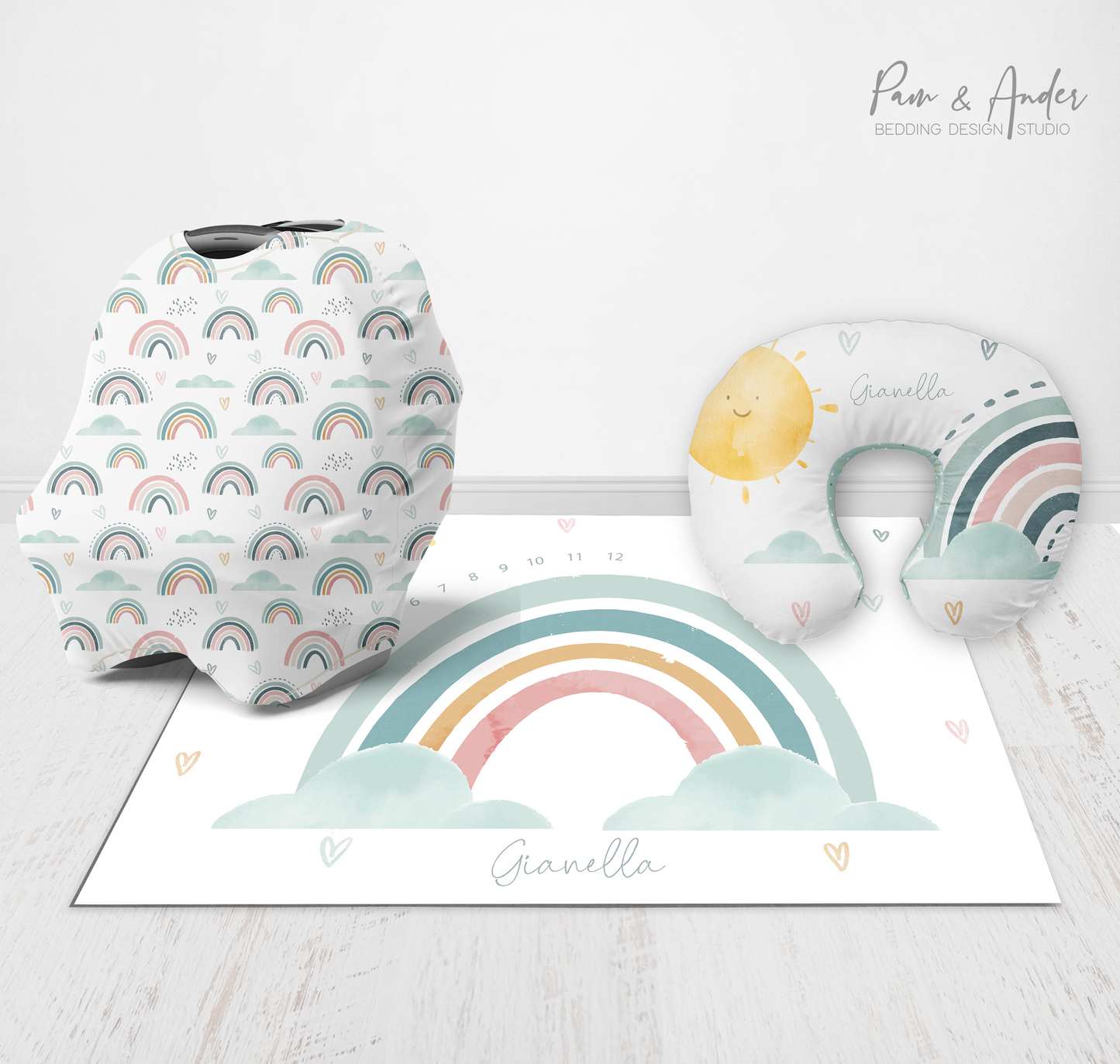 Watercolor Rainbow accessories set