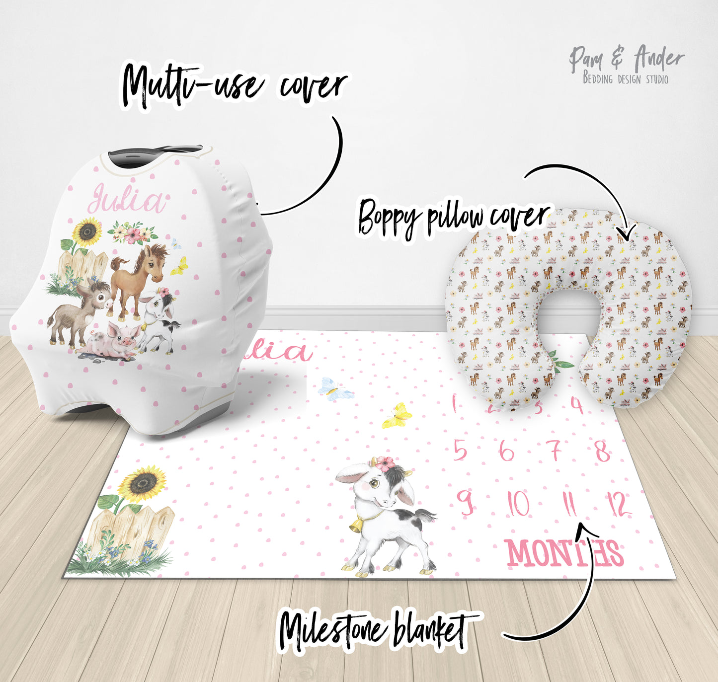 Farm for girl Crib Bedding Set