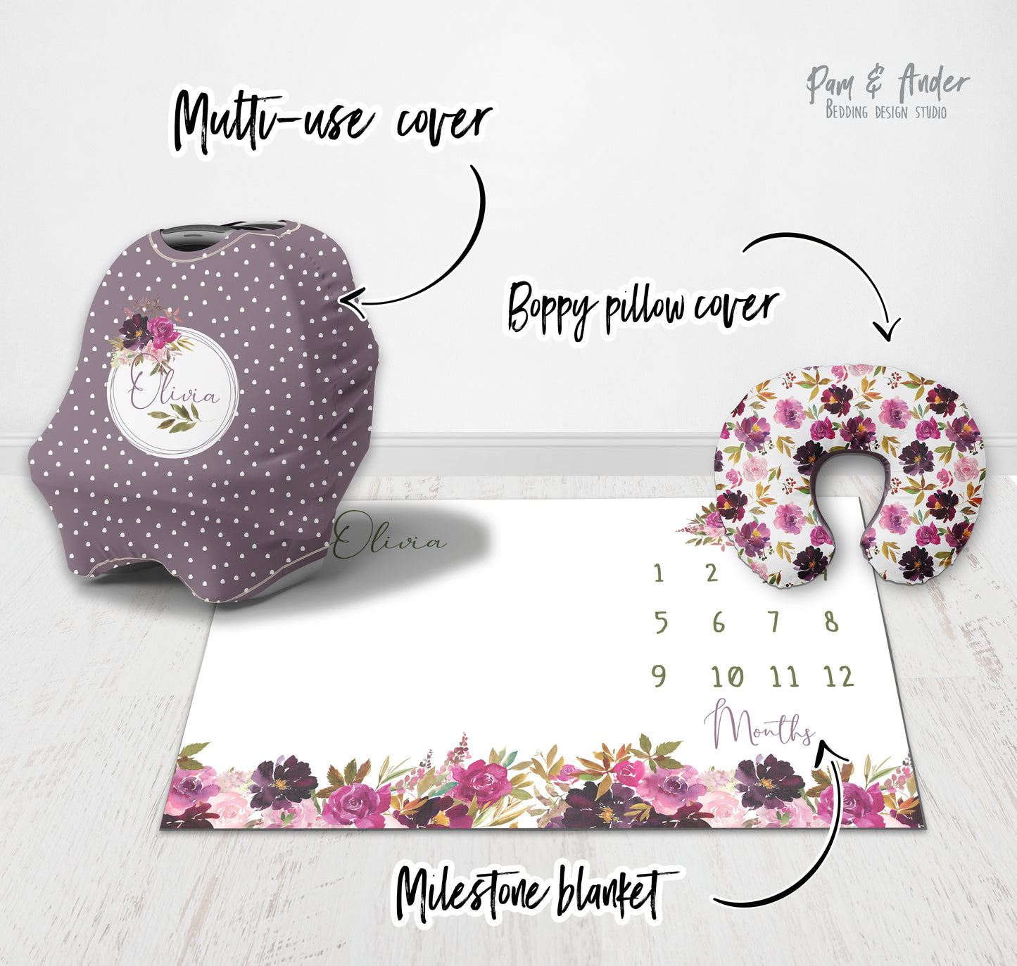 Flower purple accessories set