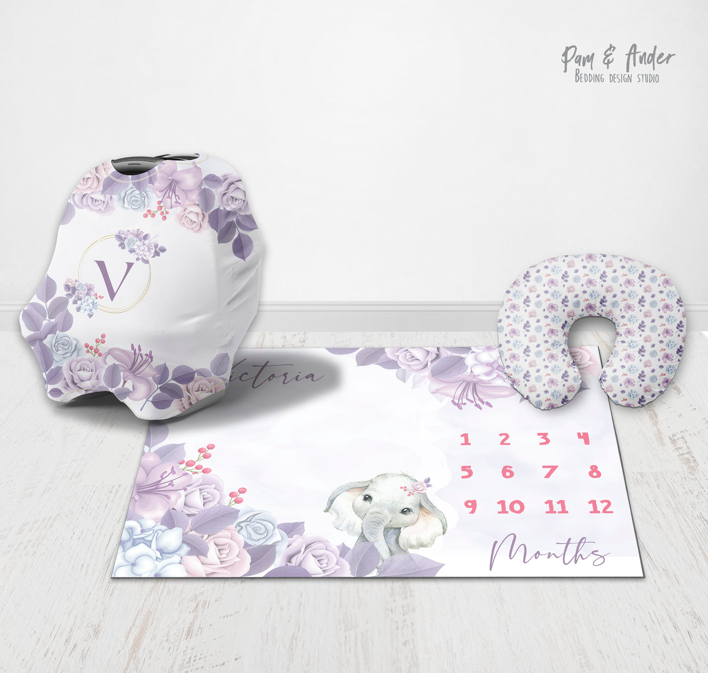 Elephant purple accessories set