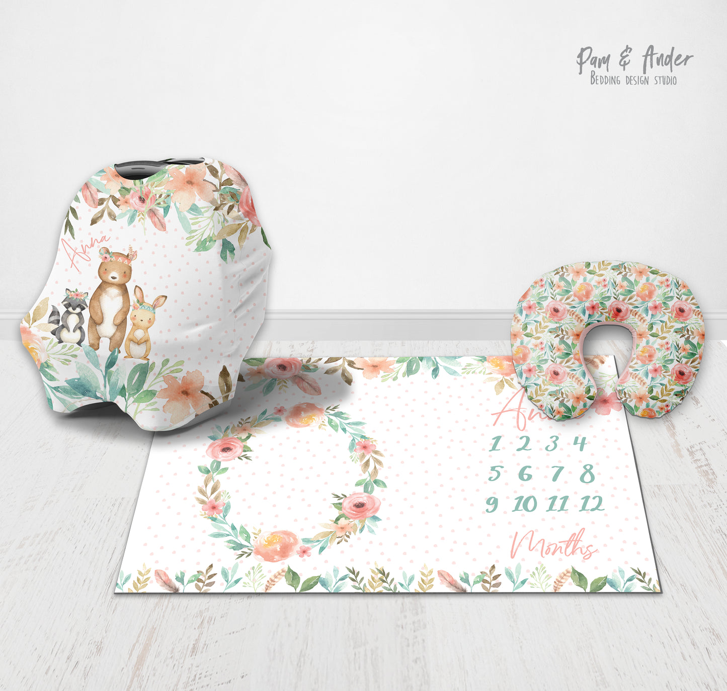 Flower pink accessories set