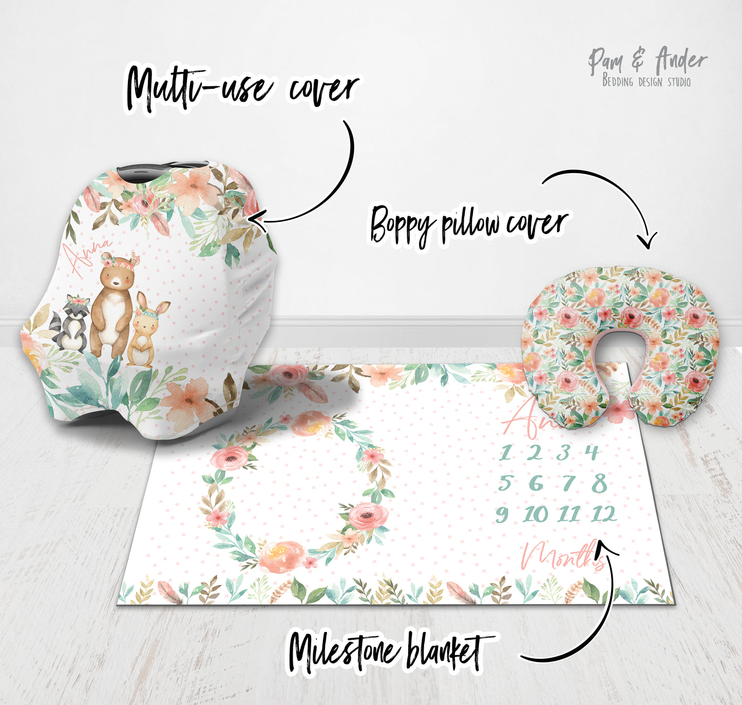 Flower pink accessories set