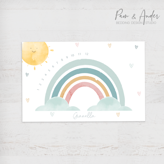 Watercolor rainbow milestone blanket