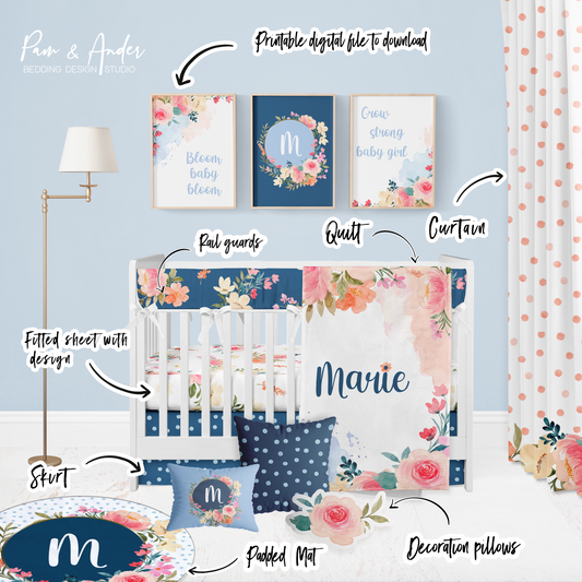 Flower Blue Crib Build your Bundle