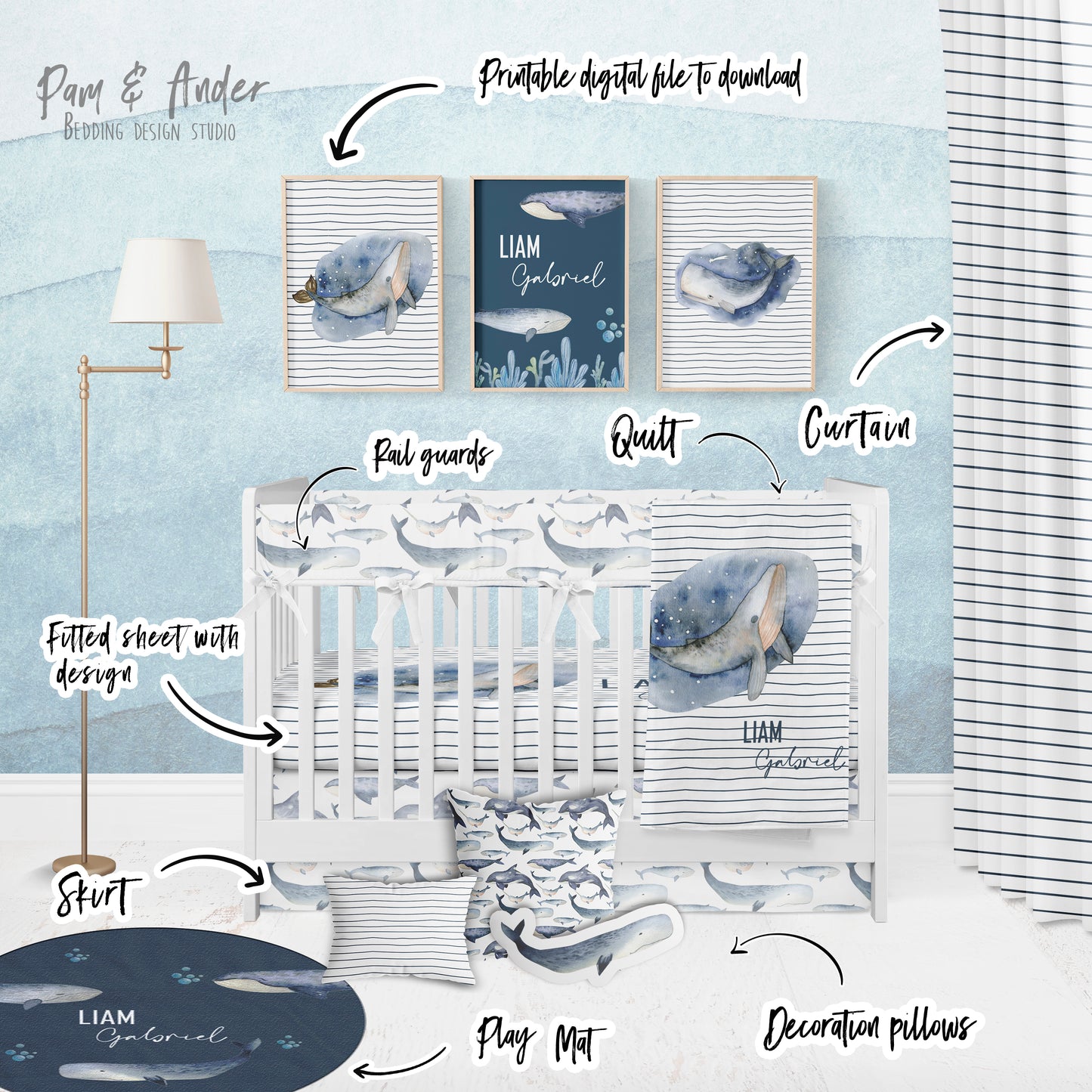 Whales Crib Build your Bundle