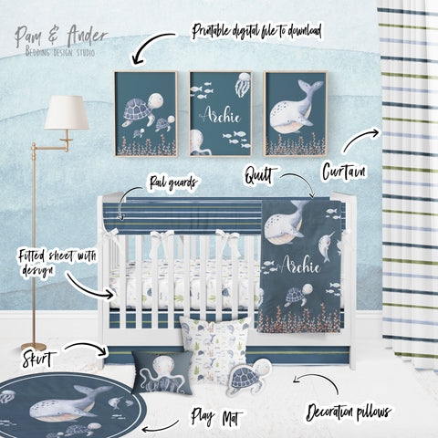 Ocean crib bedding online set