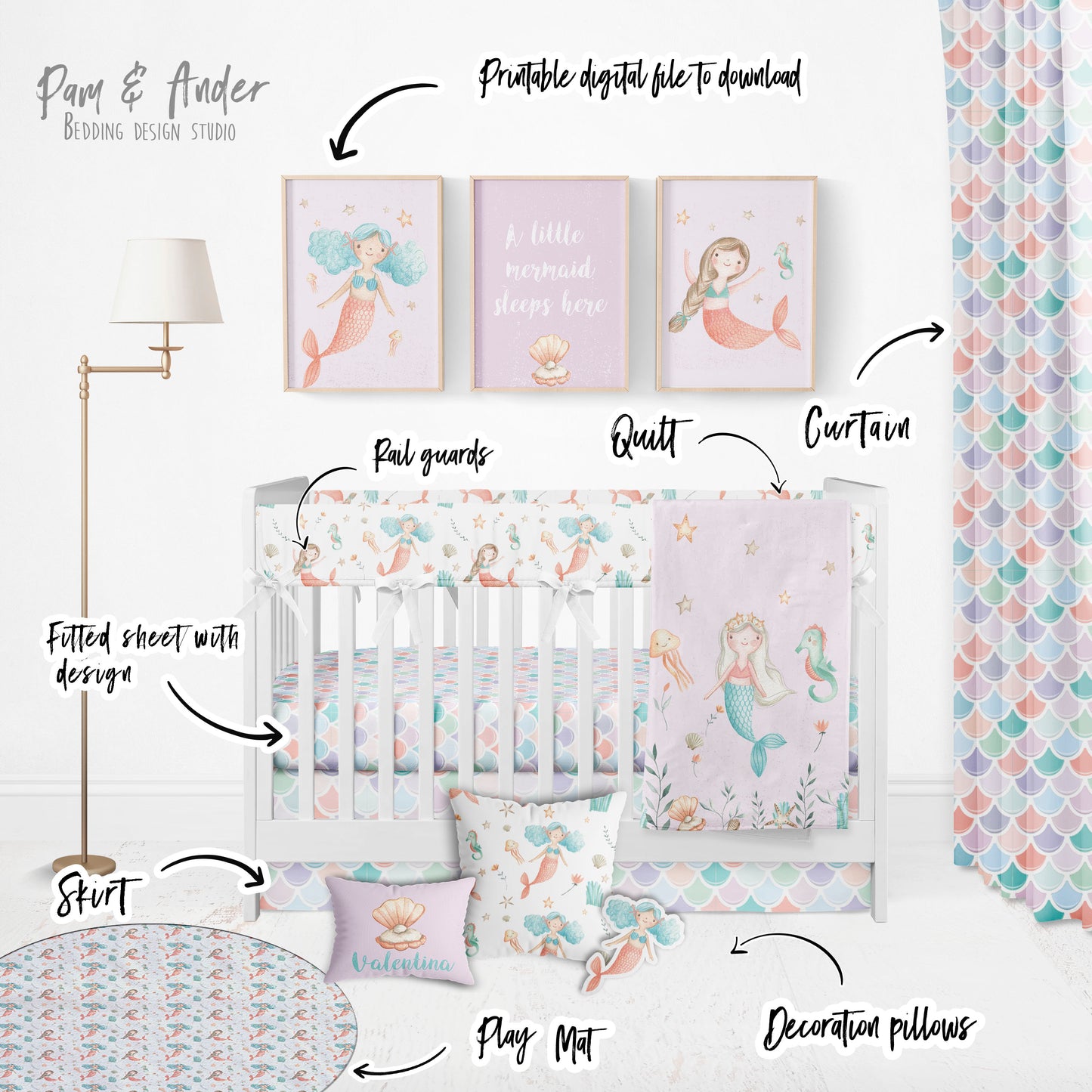 Mermaid Crib Bedding Set