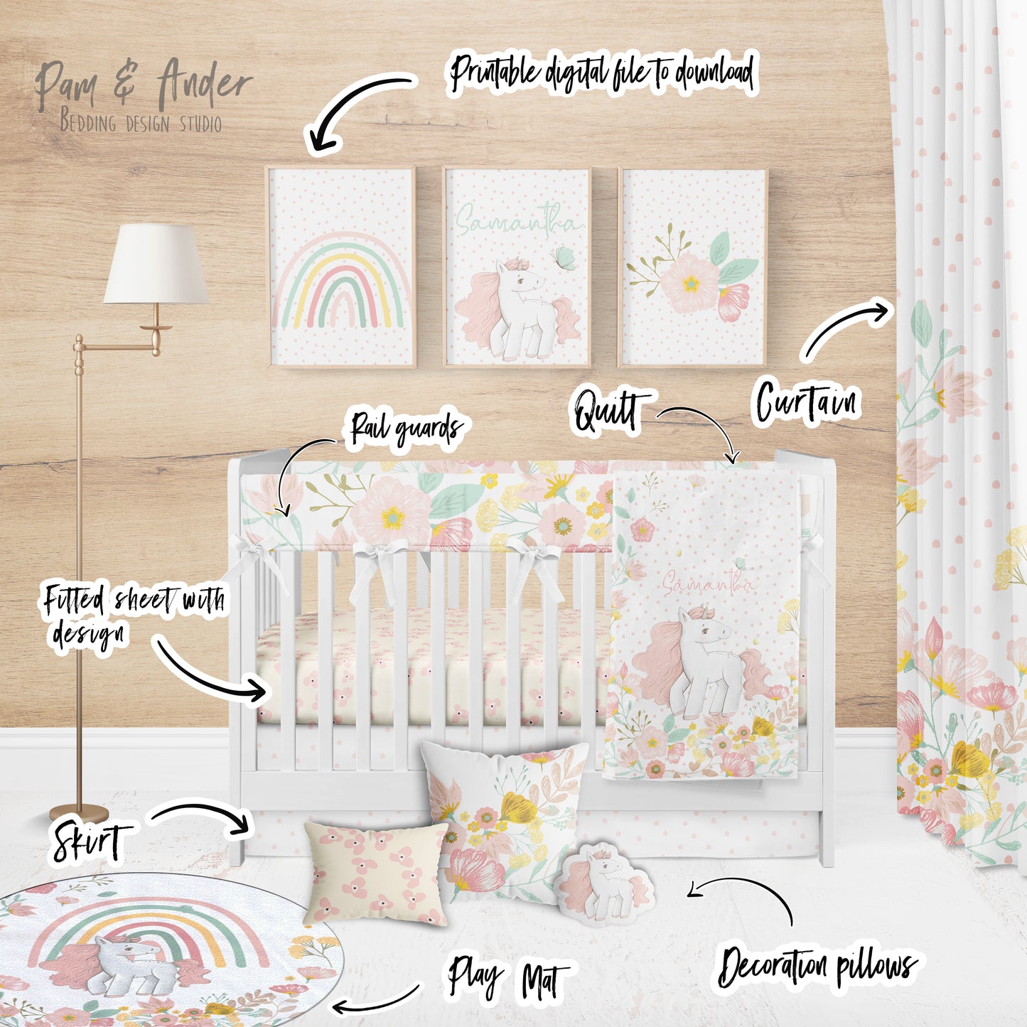 Unicorn Crib Bedding Set