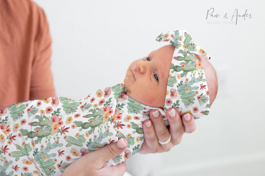 Cactus Baby Girl Swaddle Set