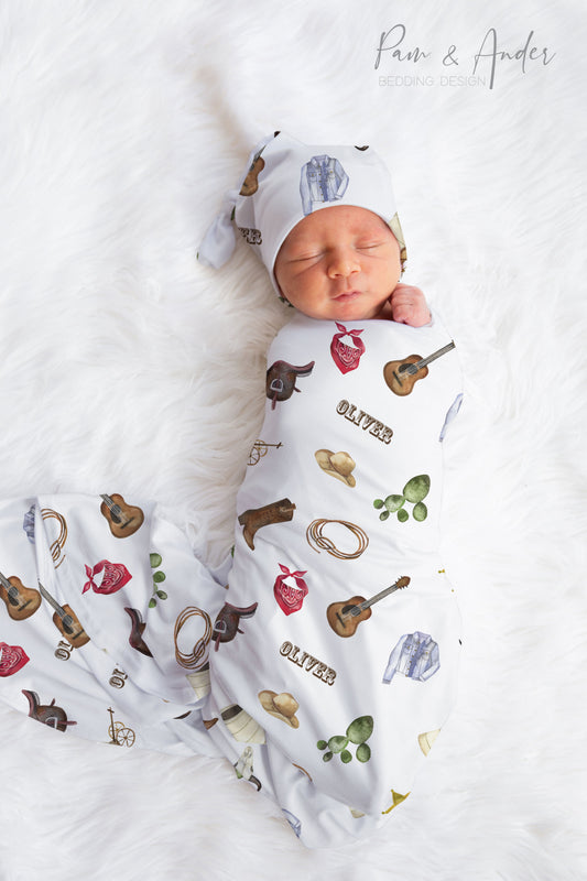 Cowboy Baby Boy Swaddle Set