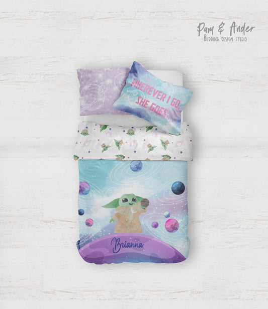 Baby yoda girl bedding set