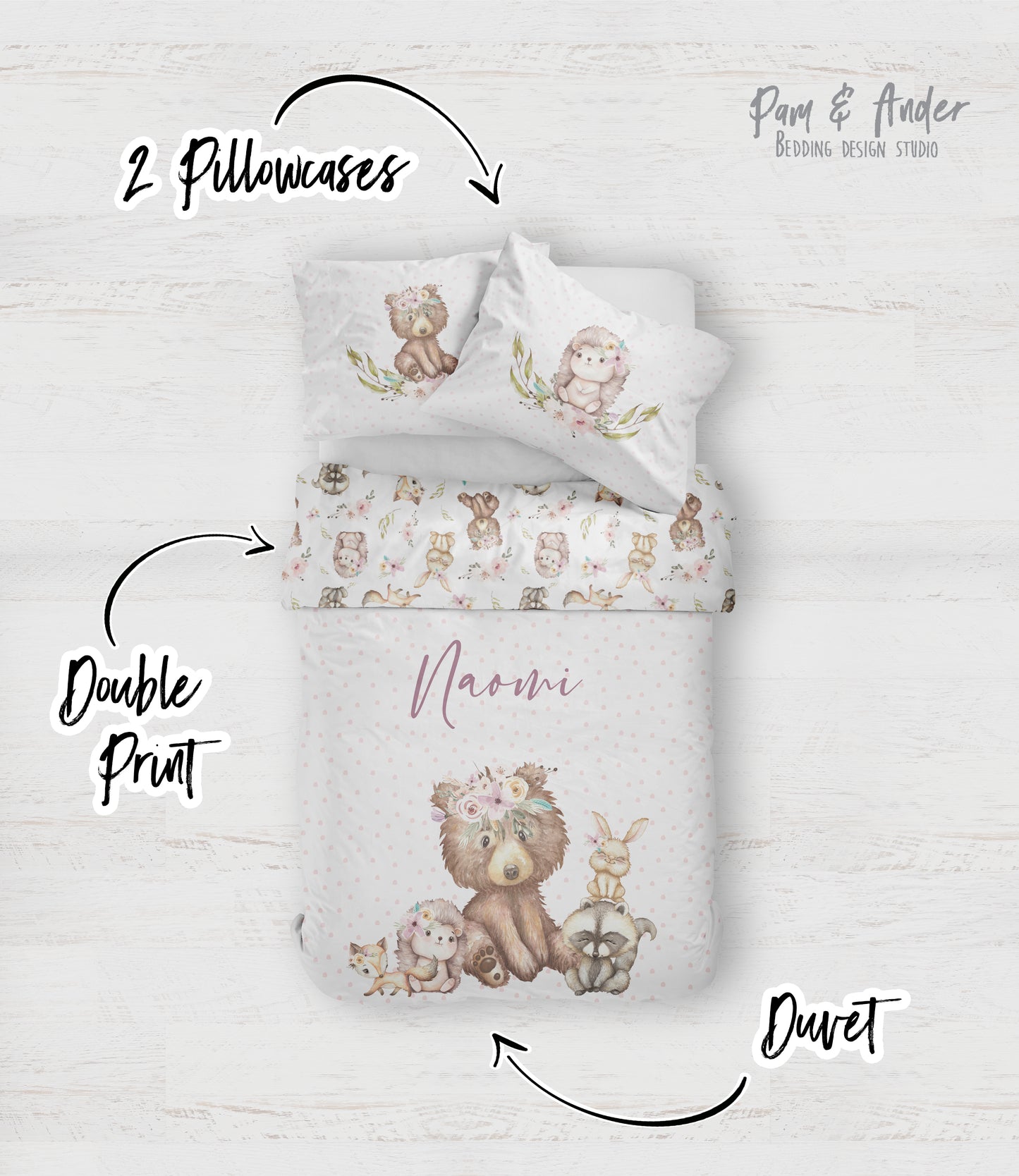 Flower bear bedding set