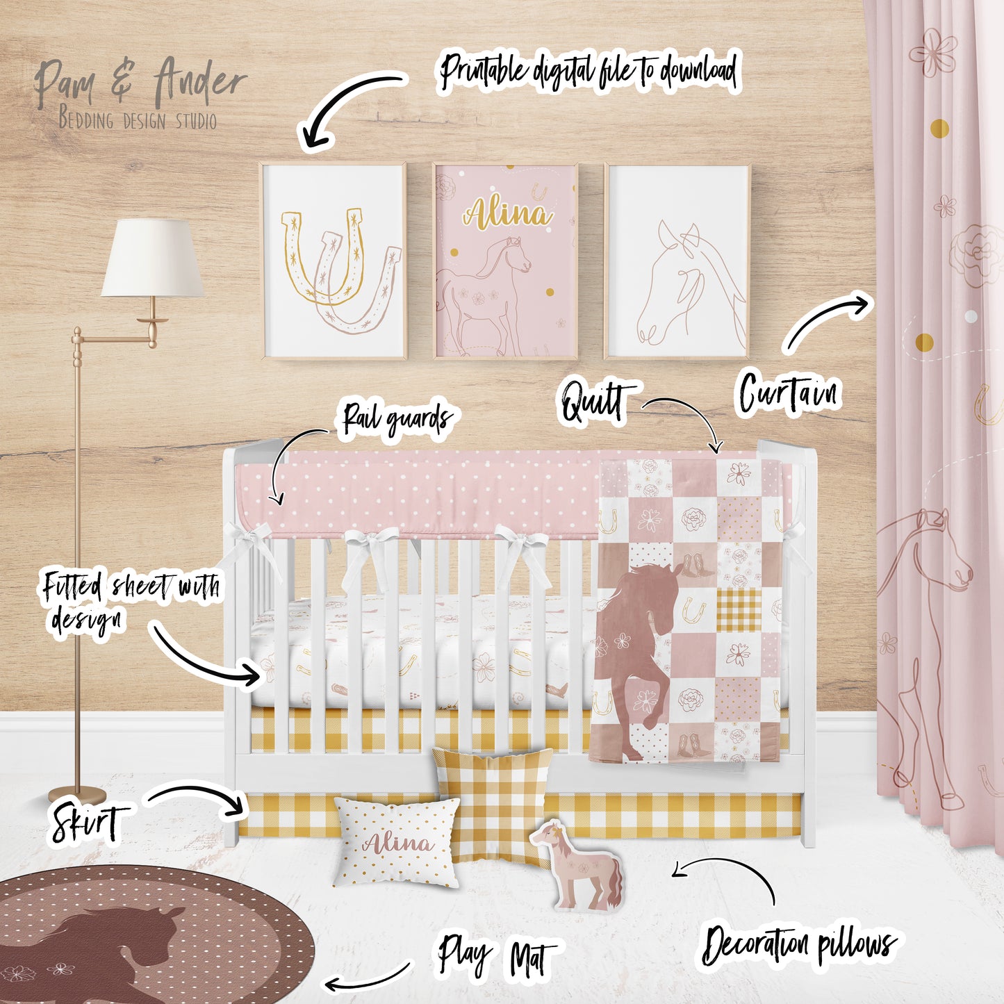 Cowgirl pink Crib Bedding Set