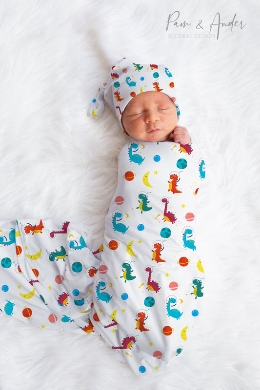 Space Dino Baby Boy Swaddle Set