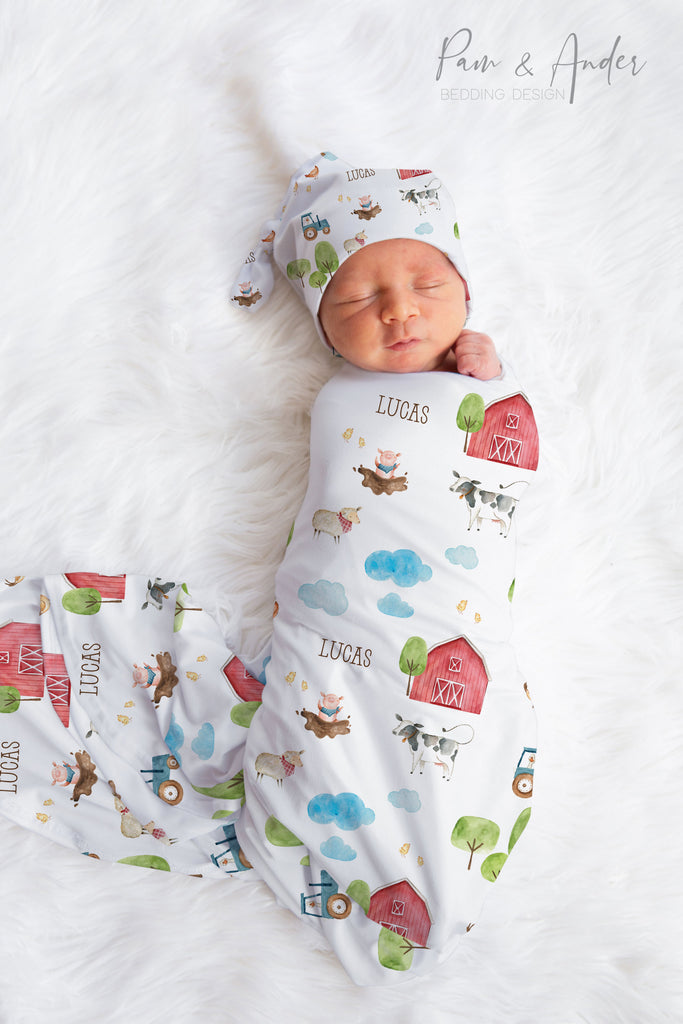 Farm Baby Boy Swaddle Set