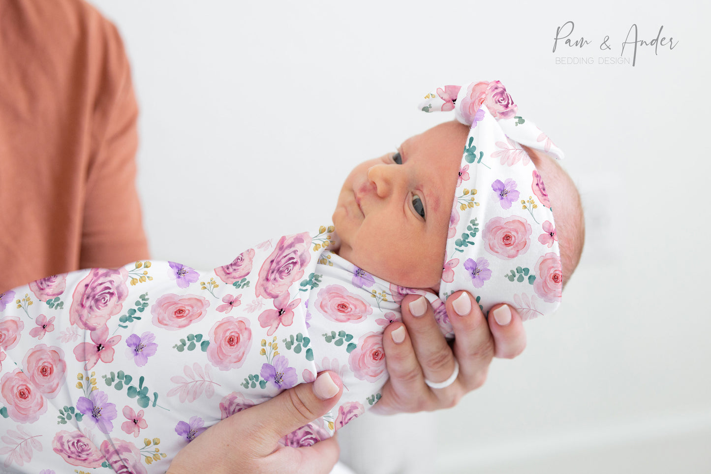 Pink Floral Baby Girl Swaddle Set