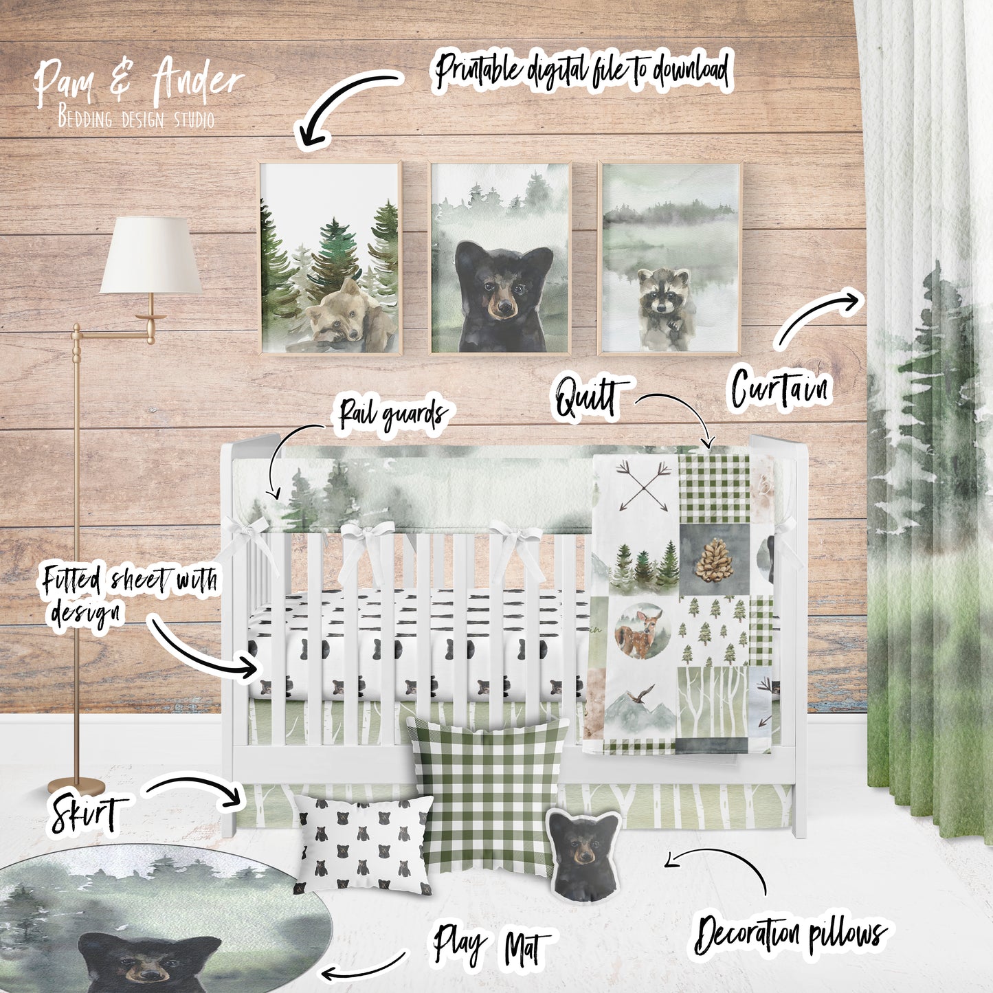 Woodland Bear Crib Bedding Set